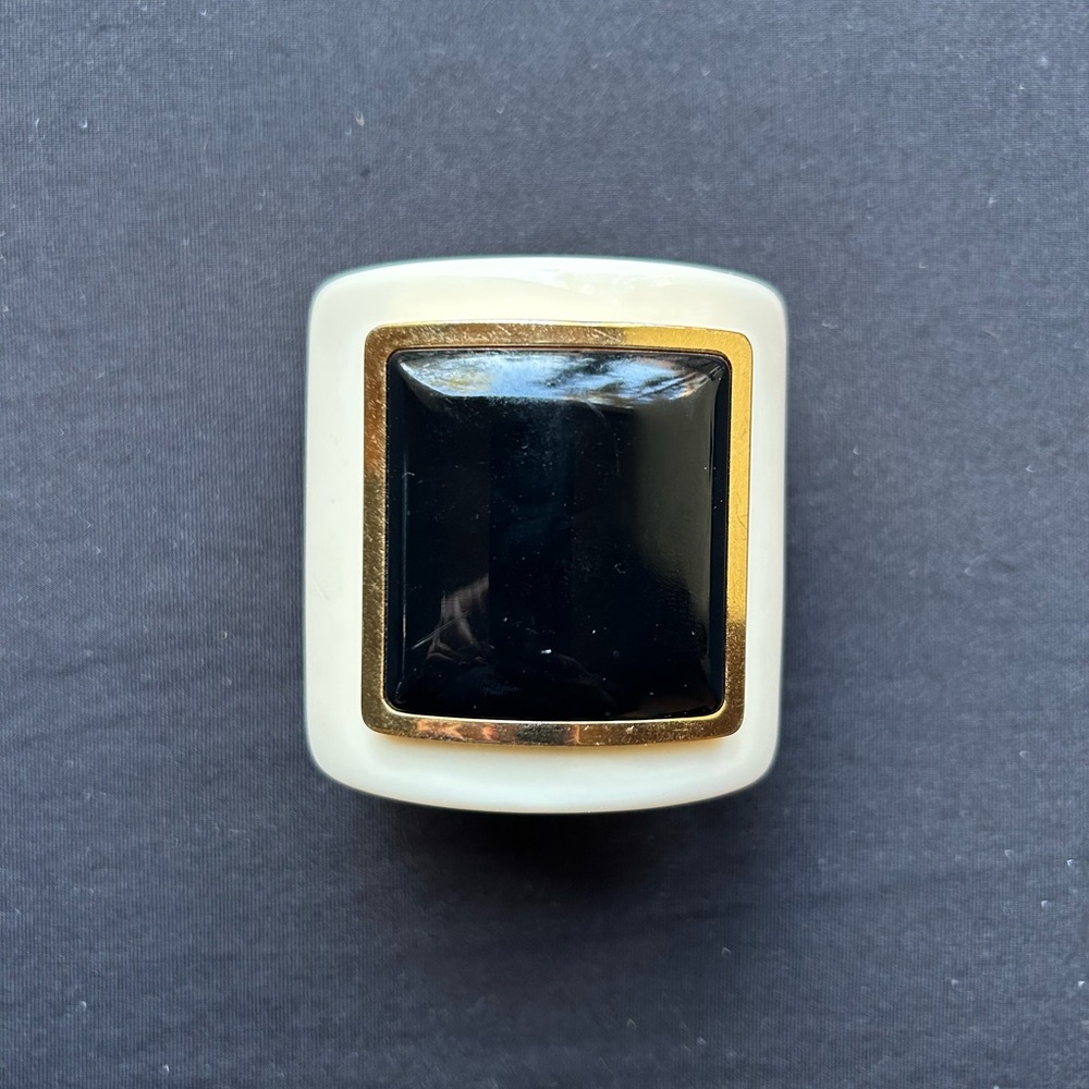 Vintage TORY BURCH black ivory White Gold resin cuffs Acrylic Statement Bold - Picture 4 of 10